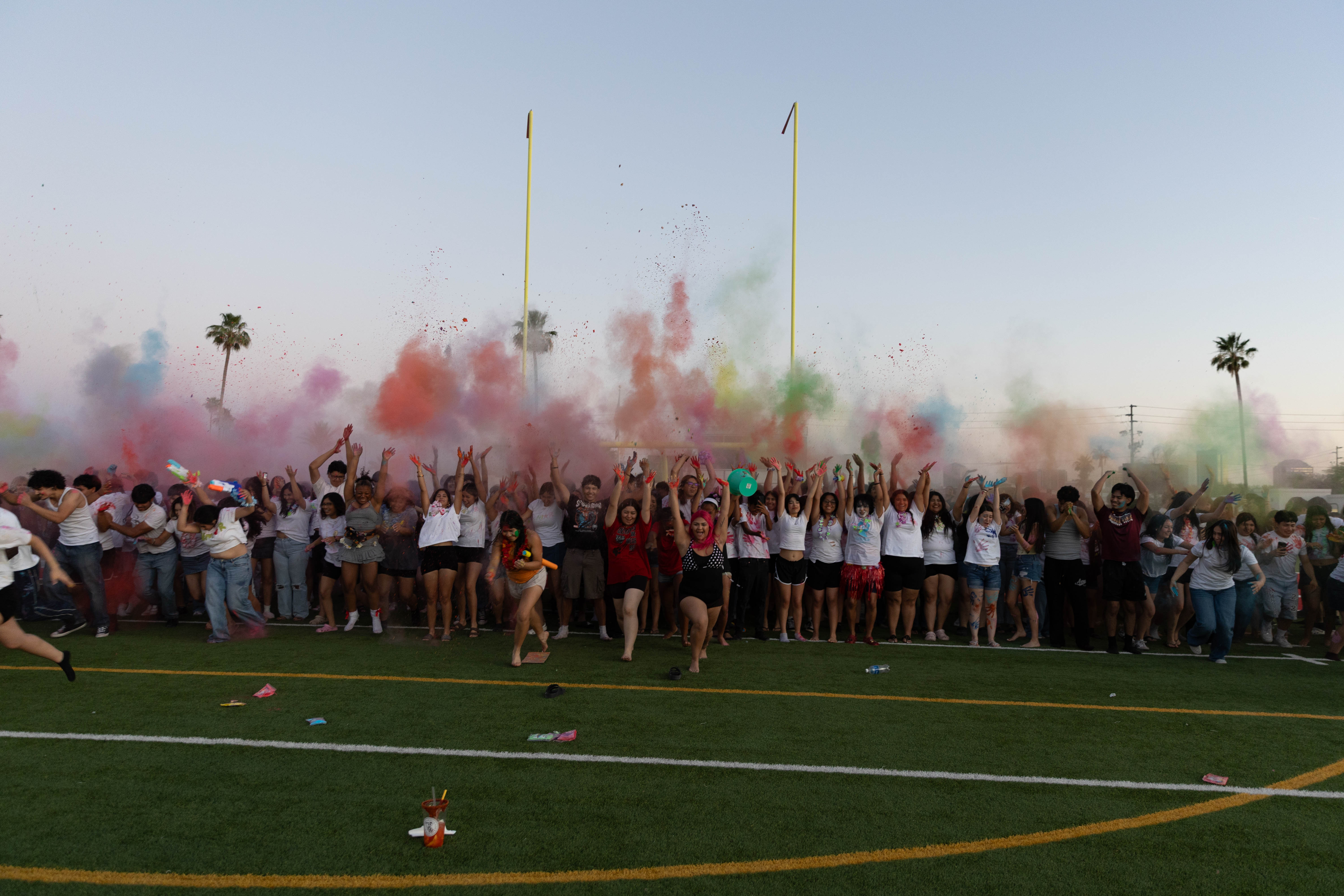 Color-powder community event on the field