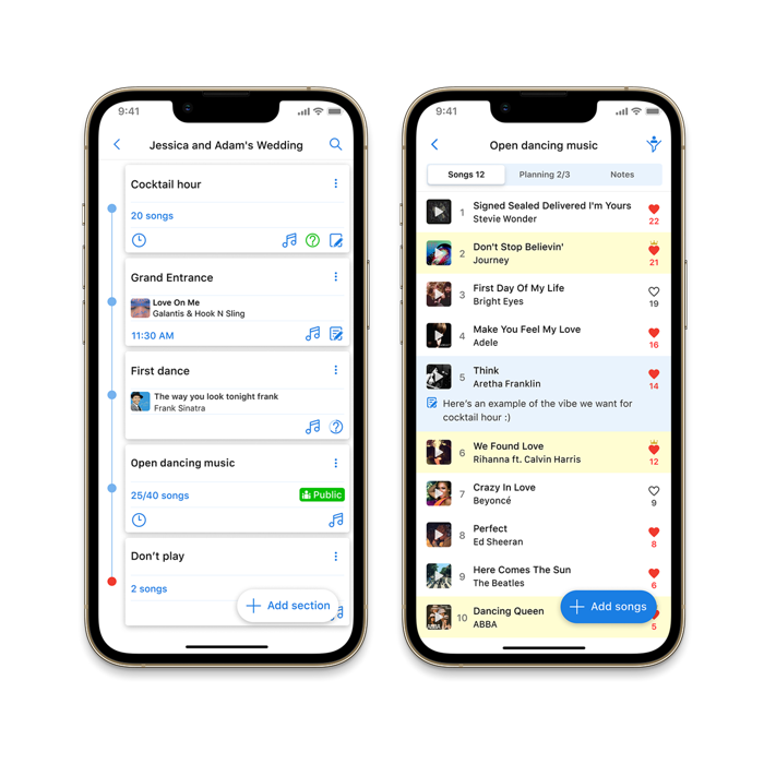 VIBO timeline and songs
